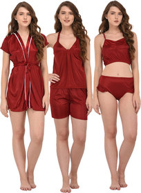 You Forever Women's Nightwear Set (Maroon, Pack of 3)
