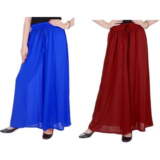                       Relaxed Women maroon  blue palazzo pant or Trousers                                              