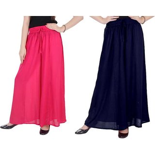                       Relaxed Women nevy -pink palazzo pant or Trousers                                              