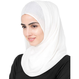                       SILK ROUTE London Bright White Viscose Woven Hijab/ Scarf                                              