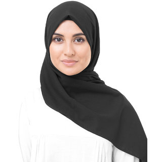                       SILK ROUTE London Jet Black Cotton Voile Hijab/ Scarf                                              