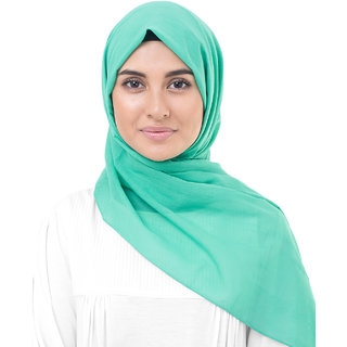                       SILK ROUTE London Vivid Green Cotton Voile Hijab/ Scarf                                              