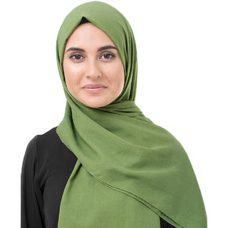                       SILK ROUTE London Forest Green Cotton Voile Hijab/ Scarf                                              