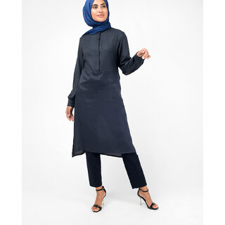                       SILK ROUTE London Navy Smart Midi Dress For Women Height of 5'0 inches                                              