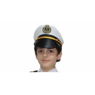 Kaku Fancy Dresses Pilot Hat/Airline Pilot Hat/Pilot Cap Accessories -White Black, Free Size, for Unisex Kaku Fancy Dresses Pilot Hat/Airline Pilot Hat/Pilot Cap Accessories -White Black, Free Size, for Unisex