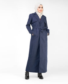 SILK ROUTE London Denim Full Length Trench Coat For Women Height of 50 inches