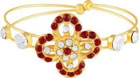 MFJ Fashion Jewellery Fancy Baby Size Flower Brass Gold Plated CZ Openable Kada For Women