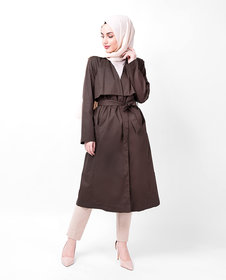 SILK ROUTE London Coffee Wrap Trench Coat For Women Height of 50 inches
