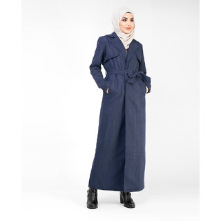 SILK ROUTE London Denim Full Length Trench Coat For Women Height of 50 inches