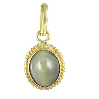 Cat's Eye Stone 7.25 Ratti Stone Pendant Gold Plated Lab Certified Natural Lehsuniya Stone Pendant By CEYLONMINE Cat's Eye Stone 7.25 Ratti Stone Pendant Gold Plated Lab Certified Natural Lehsuniya Stone Pendant By CEYLONMINE