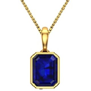                       Blue Sapphire Pendant Unheated  Precious  Natural Stone 7.25 ratti stone Pendant Gold Plated By CEYLONMINE                                              