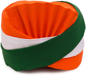 Kaku Fancy Dresses Tri Color Safa for Independence Day/Republic Day -Multicolor, Free Size, for Boys  Girls