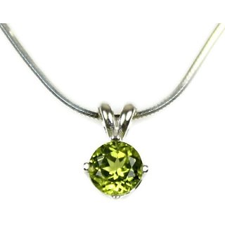                       Natural Peridot 6.50 Ratti Silver Plated Pendant Certified  Original Peridot Stone Pendant By CEYLONMINE                                              