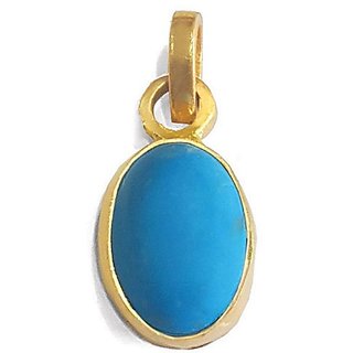                       Original Turquoise 9.25 Ratti stone Pendant Lab Certified  Effective Stone Firoza Gold Plated Pendant By CEYLONMINE                                              