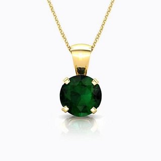                       CEYLONMINE- Natural Emerald 7.25 Carat Stone Pendant Lab Certified Panna Gold Plated Pendant For Astrological Purpose                                              