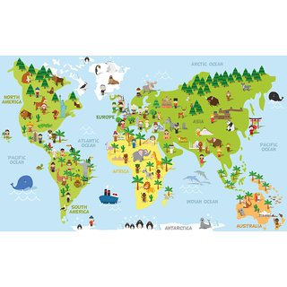 Buy world map Alphabets and numbers wall sticker paper poster |Sticker ...