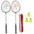 Hipkoo Power 04 Badminton Set (Badminton Rackets Set Of 2, 3 Shuttlecock and Net With Carry Bag)