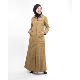 Silk Route London Brown Full Front Open Winter Jilbab For Women Height of 5