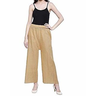                       Uner Women's skin  Chicken Art Work Embroidred Cotton Rayan Chikan Palazzo(skin colour)                                              