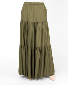 SILK ROUTE London Martini Olive Boho Gypsy Full Length Skirt For Women Height of 54 inches