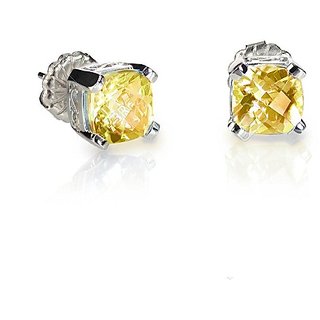 Lab Certified Stone Yellow Sapphire/Pushpraj Silver Plated Stud Earring By CEYLONMINE Lab Certified Stone Yellow Sapphire/Pushpraj Silver Plated Stud Earring By CEYLONMINE