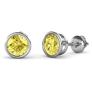 Precious & Natural Stone Yellow Sapphire/Pukharj Silver Plated Earring For Women & Girls By CEYLONMINE Precious & Natural Stone Yellow Sapphire/Pukharj Silver Plated Earring For Women & Girls By CEYLONMINE