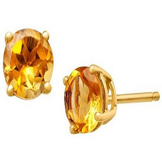 CEYLONMINE- Natural Yellow Sapphire/Pushpraj Stone Earring (Pukhraj Earring)For Astrological Purpose CEYLONMINE- Natural Yellow Sapphire/Pushpraj Stone Earring (Pukhraj Earring)For Astrological Purpose