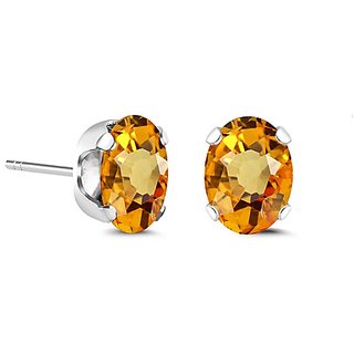                       Original Stone Yellow Sapphire Stud Earring Lab Certified stone Pukhraj Earring For Women & Girls By CEYLONMINE                                              