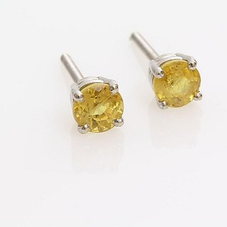                       Natural Pukhraj/Yellow Sapphire Earring Precious & Effective Stone Stud Earring By CEYLONMINE                                              