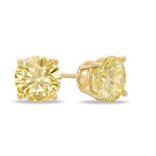                       Original Stone Yellow Sapphire Stud Earring Lab Certified stone Pukhraj Earring For Women  Girls By CEYLONMINE                                              