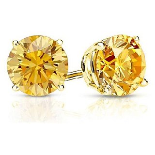 Yellow Sapphire Earring Original Stone Pukharj Gold Plated Stud Earring By CEYLONMINE Yellow Sapphire Earring Original Stone Pukharj Gold Plated Stud Earring By CEYLONMINE
