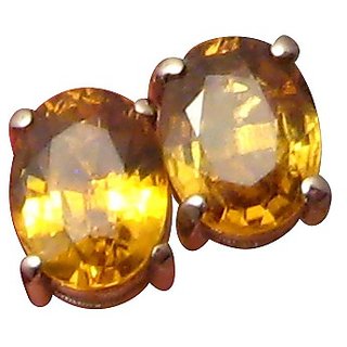 Precious & Natural Stone Yellow Sapphire/Pukharj Gold Plated Earring For Women & Girls By CEYLONMINE Precious & Natural Stone Yellow Sapphire/Pukharj Gold Plated Earring For Women & Girls By CEYLONMINE