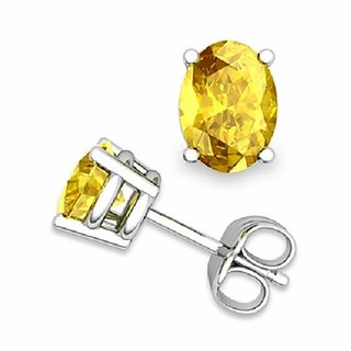                       Precious Stone Pukhraj Earring Unheated & Certified Stone Yellow Sapphire Silver Plated Earring By CEYLONMINE                                              