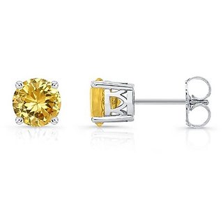 Certified stone Yellow Sapphir Earring Original & Natural Stone Pukharj Silver Plated Earring By CEYLONMINE Certified stone Yellow Sapphir Earring Original & Natural Stone Pukharj Silver Plated Earring By CEYLONMINE
