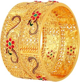 MFJ Fashion Traditional Peacock Brass Gold Plated Set Of 2 Bangle Set For Women