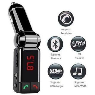 Dual USB Bluetooth FM Transmitter AUX MP3 Player and Car Charger (Black Bluetooth FM Transmitter 6)