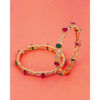 Voylla Coloured Gemstones Brass Bangles