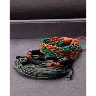 Dare by Voylla Set of 3 Multi-Strand Orange and Green Bracelet from Cool Stacked