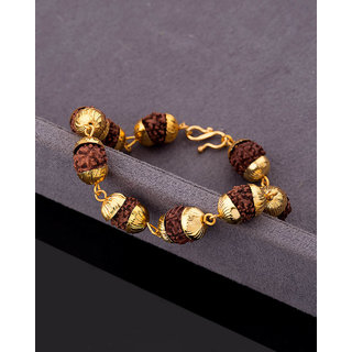 Dare by Voylla Traditional Gold Plated Faux Rudraksha Bracelet