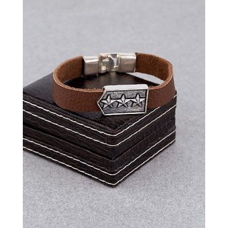 Dare by Voylla Brown Leather Squad Bracelet