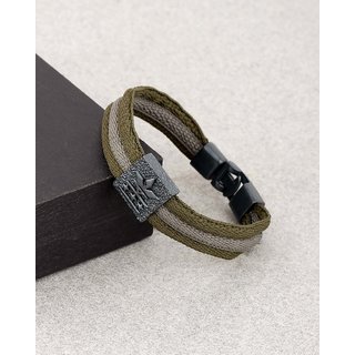 Dare by Voylla Squad Cotton Cord Black Rhodium Plated Bracelet
