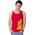 Haoser Men's Red Cotton Yellow Printed Sleevless Vest