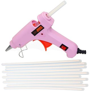 Glun 20 Watt Hot melt  Pink glue gun with 10 transparent glue sticks