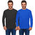 Haoser Men's Round Neck Black and Royal Blue Cotton Full Sleeves Solid T-Shirt - Pack of 2