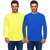 Haoser Men's Yellow and Royal Blue Colour Slim Fit Round Neck Full Sleeves Cotton Solid T-Shirt Pack of 2