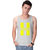 Haoser Men's Gery Cotton Yellow Text Printed Sleeveless Gym Vest