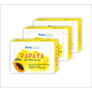 Puragenic Papaya Skin Whitening Soap, 75gm - Pack of 3