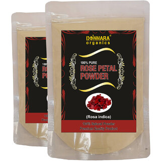                       Donnara Organics 100% Natural Rose Petal Powder Combo pack of 2 of 150 gms(300 gms)                                              