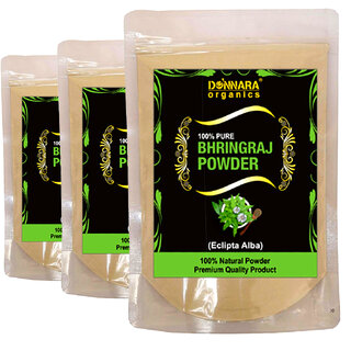                       Donnara Organics 100% Natural Bhringraj Powder Combo pack of 3 of 150 gms(450 gms)                                              