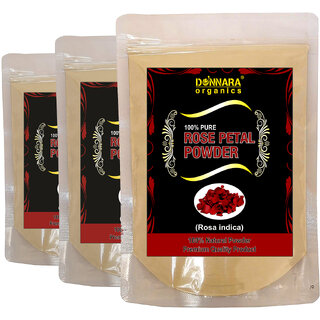                       Donnara Organics 100% Natural Rose Petal Powder Combo pack of 3 of 150 gms(450 gms)                                              